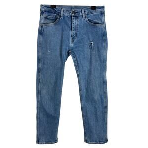Levi's Jeans Mens 32x31 Blue Denim Stretch Distressed Workwear Fit Straight Leg